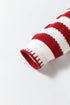 Gold-Tone Button Stripe Pattern Crew Neck Long Sleeve Knit Cardigan Sweater